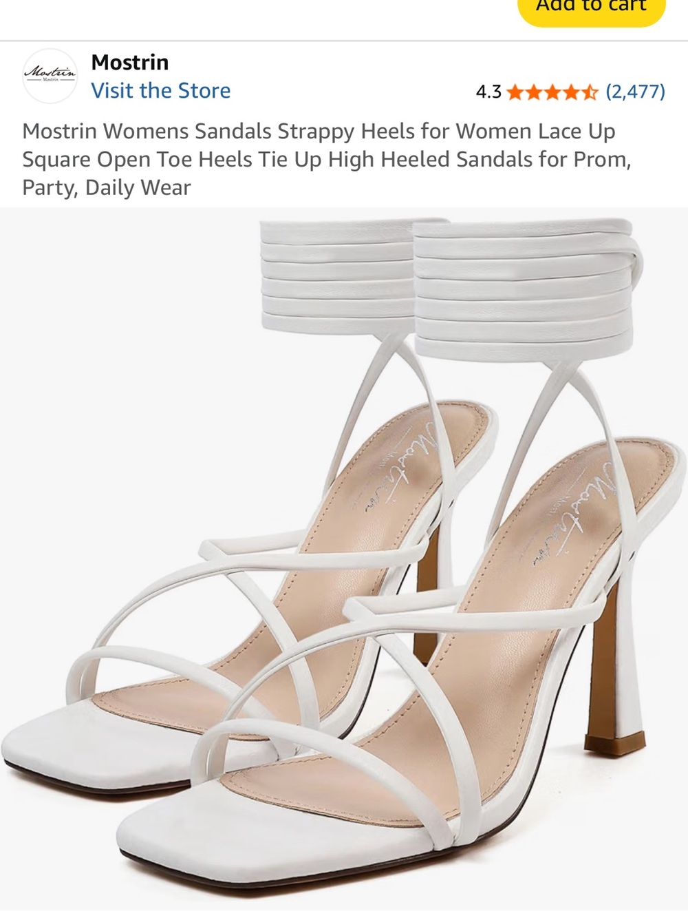 Strappy White Square-Toe Lace-Up Sandals
